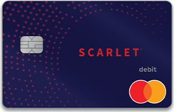 scarlet card image with tax promo underneath